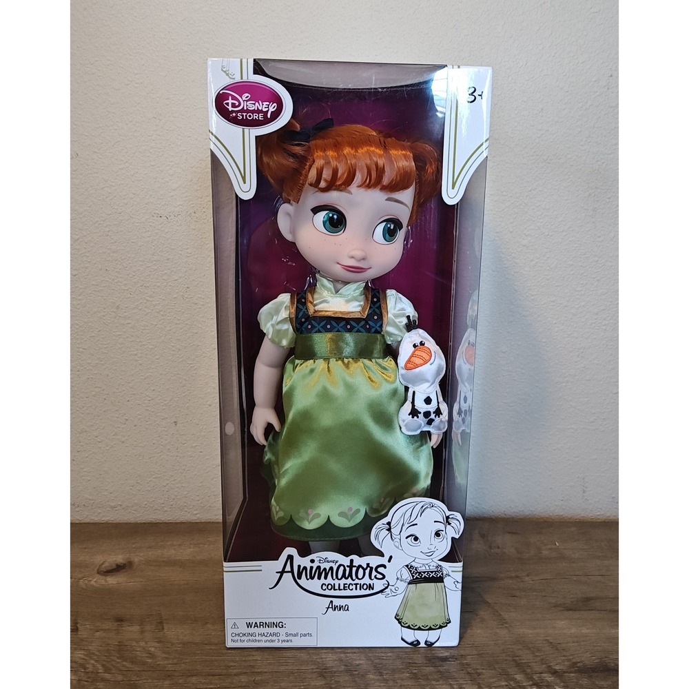 Disney Animators Collection Anna Doll Frozen 16in Green Satin Dress Olaf